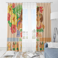 Kawaii Hula Girls Window Curtain Aloha Hibiscus Flowers LT9 - Polynesian Pride