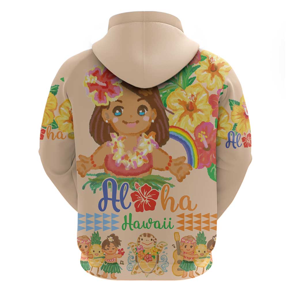 Kawaii Hula Girls Zip Hoodie Aloha Hibiscus Flowers