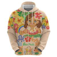 Kawaii Hula Girls Zip Hoodie Aloha Hibiscus Flowers