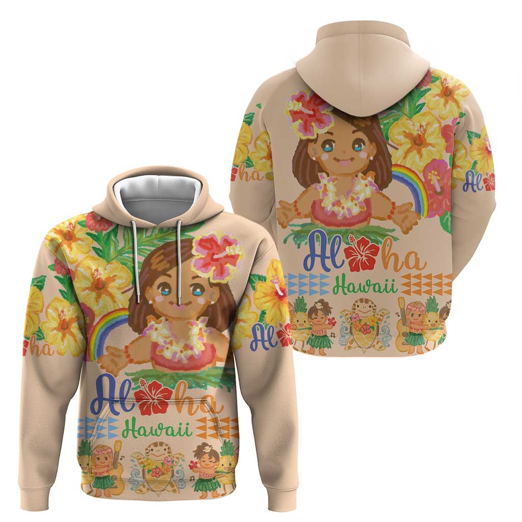 Kawaii Hula Girls Zip Hoodie Aloha Hibiscus Flowers