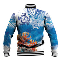 Hibiscus Turtle Tattoo Coral Reef Baseball Jacket with Polynesian Tribal LT9 - Polynesian Pride