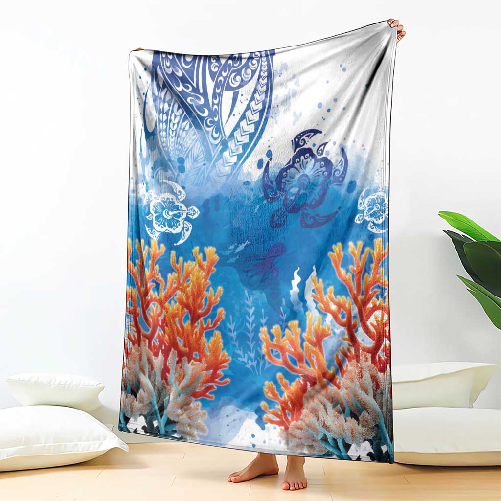 Hibiscus Turtle Tattoo Coral Reef Blanket with Polynesian Tribal LT9 - Polynesian Pride