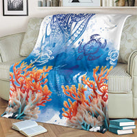 Hibiscus Turtle Tattoo Coral Reef Blanket with Polynesian Tribal LT9 - Polynesian Pride