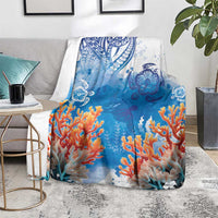 Hibiscus Turtle Tattoo Coral Reef Blanket with Polynesian Tribal LT9 - Polynesian Pride