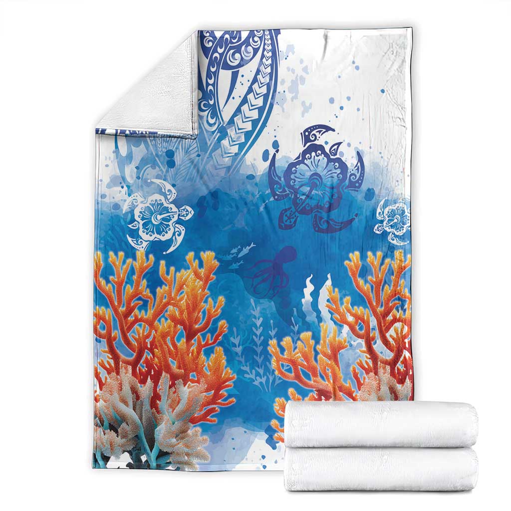 Hibiscus Turtle Tattoo Coral Reef Blanket with Polynesian Tribal LT9 - Polynesian Pride