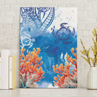 Hibiscus Turtle Tattoo Coral Reef Canvas Wall Art with Polynesian Tribal LT9 Without Frame White - Polynesian Pride