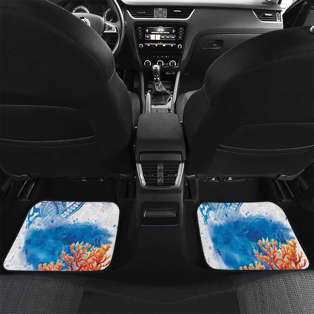 Hibiscus Turtle Tattoo Coral Reef Car Mats with Polynesian Tribal LT9 Set 2pcs - Back White - Polynesian Pride