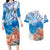 Hibiscus Turtle Tattoo Coral Reef Couples Matching Long Sleeve Bodycon Dress and Hawaiian Shirt with Polynesian Tribal