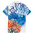 Hibiscus Turtle Tattoo Coral Reef Family Matching Off The Shoulder Long Sleeve Dress and Hawaiian Shirt with Polynesian Tribal