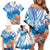 Hibiscus Turtle Tattoo Coral Reef Family Matching Off Shoulder Short Dress and Hawaiian Shirt with Polynesian Tribal