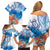 Hibiscus Turtle Tattoo Coral Reef Family Matching Off Shoulder Short Dress and Hawaiian Shirt with Polynesian Tribal