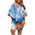 Hibiscus Turtle Tattoo Coral Reef Family Matching Off Shoulder Short Dress and Hawaiian Shirt with Polynesian Tribal