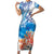 Hibiscus Turtle Tattoo Coral Reef Family Matching Short Sleeve Bodycon Dress and Hawaiian Shirt with Polynesian Tribal