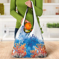 Hibiscus Turtle Tattoo Coral Reef Grocery Bag with Polynesian Tribal LT9 - Polynesian Pride
