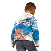 Hibiscus Turtle Tattoo Coral Reef Kid Hoodie with Polynesian Tribal