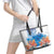 Hibiscus Turtle Tattoo Coral Reef Leather Tote Bag with Polynesian Tribal