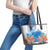 Hibiscus Turtle Tattoo Coral Reef Leather Tote Bag with Polynesian Tribal