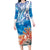 Hibiscus Turtle Tattoo Coral Reef Long Sleeve Bodycon Dress with Polynesian Tribal