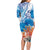 Hibiscus Turtle Tattoo Coral Reef Long Sleeve Bodycon Dress with Polynesian Tribal