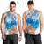 Hibiscus Turtle Tattoo Coral Reef Men Tank Top with Polynesian Tribal