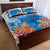 Hibiscus Turtle Tattoo Coral Reef Quilt Bed Set with Polynesian Tribal