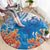 Hibiscus Turtle Tattoo Coral Reef Round Carpet with Polynesian Tribal