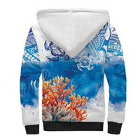 Hibiscus Turtle Tattoo Coral Reef Sherpa Hoodie with Polynesian Tribal LT9 - Polynesian Pride