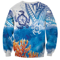 Hibiscus Turtle Tattoo Coral Reef Sweatshirt with Polynesian Tribal LT9 - Polynesian Pride