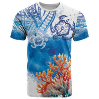 Hibiscus Turtle Tattoo Coral Reef T Shirt with Polynesian Tribal LT9 White - Polynesian Pride