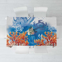Hibiscus Turtle Tattoo Coral Reef Tablecloth with Polynesian Tribal LT9 White - Polynesian Pride