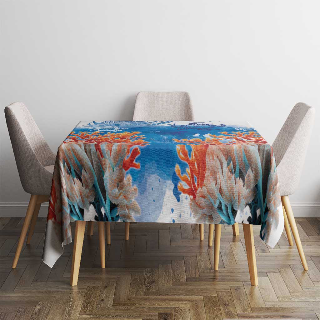 Hibiscus Turtle Tattoo Coral Reef Tablecloth with Polynesian Tribal LT9 - Polynesian Pride