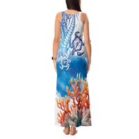Hibiscus Turtle Tattoo Coral Reef Tank Maxi Dress with Polynesian Tribal LT9 - Polynesian Pride