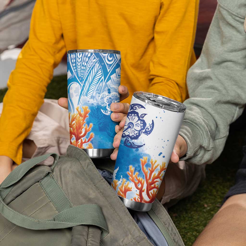 Hibiscus Turtle Tattoo Coral Reef Tumbler Cup with Polynesian Tribal LT9 - Polynesian Pride