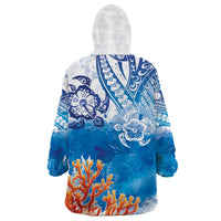Hibiscus Turtle Tattoo Coral Reef Wearable Blanket Hoodie with Polynesian Tribal LT9 - Polynesian Pride