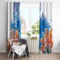 Hibiscus Turtle Tattoo Coral Reef Window Curtain with Polynesian Tribal LT9 - Polynesian Pride