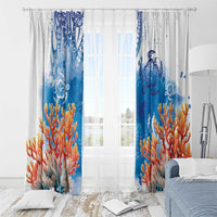 Hibiscus Turtle Tattoo Coral Reef Window Curtain with Polynesian Tribal LT9 - Polynesian Pride