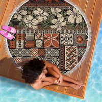 Pacific Hibiscus Tapa Tribal Vintage Beach Blanket Brown Motif LT9 - Polynesian Pride