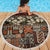 Pacific Hibiscus Tapa Tribal Vintage Beach Blanket Brown Motif