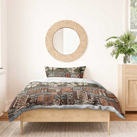 Pacific Hibiscus Tapa Tribal Vintage Bedding Set Brown Motif