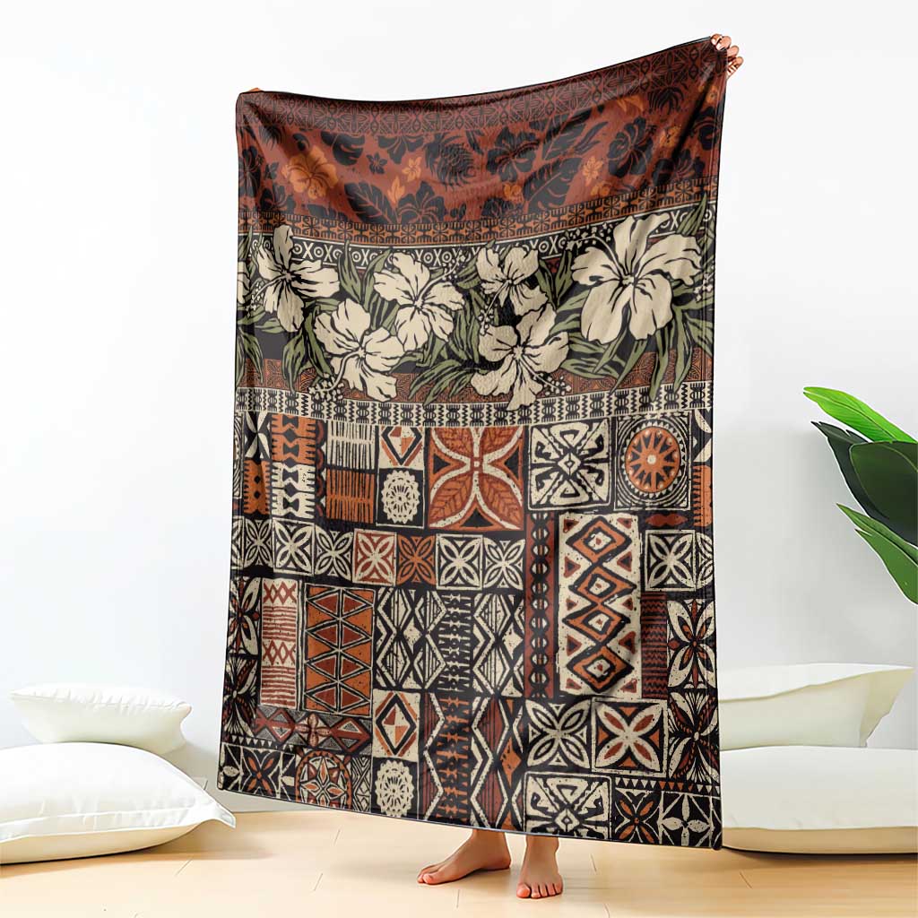 Pacific Hibiscus Tapa Tribal Vintage Blanket Brown Motif LT9 - Polynesian Pride