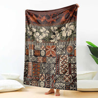 Pacific Hibiscus Tapa Tribal Vintage Blanket Brown Motif LT9 - Polynesian Pride