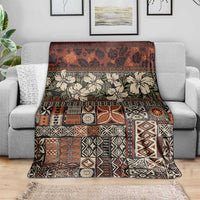 Pacific Hibiscus Tapa Tribal Vintage Blanket Brown Motif LT9 - Polynesian Pride