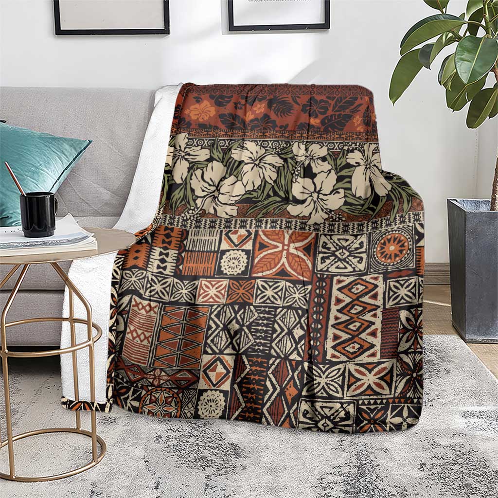 Pacific Hibiscus Tapa Tribal Vintage Blanket Brown Motif LT9 - Polynesian Pride