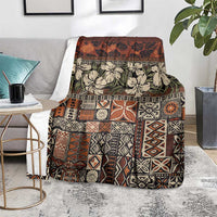 Pacific Hibiscus Tapa Tribal Vintage Blanket Brown Motif LT9 - Polynesian Pride