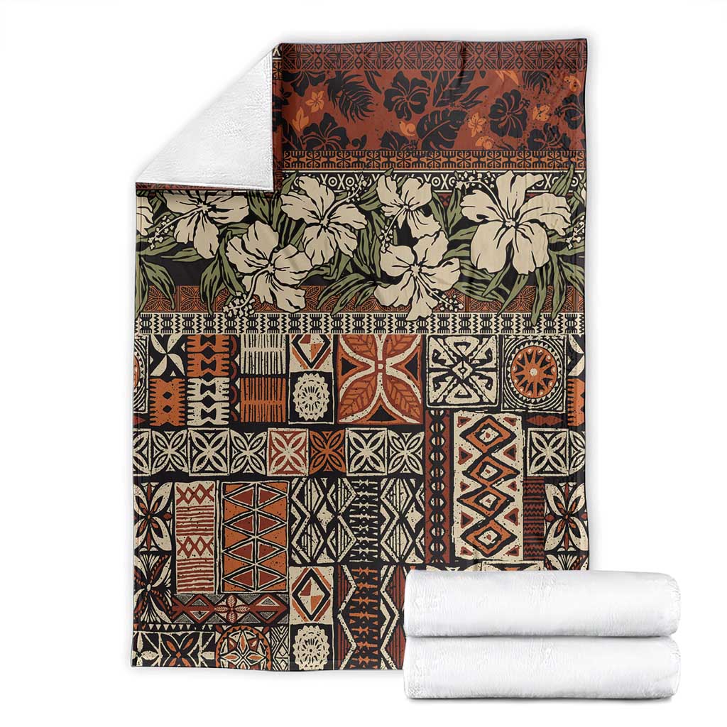 Pacific Hibiscus Tapa Tribal Vintage Blanket Brown Motif LT9 - Polynesian Pride
