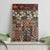 Pacific Hibiscus Tapa Tribal Vintage Canvas Wall Art Brown Motif