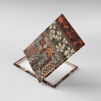 Pacific Hibiscus Tapa Tribal Vintage Canvas Wall Art Brown Motif LT9 With Frame Brown - Polynesian Pride