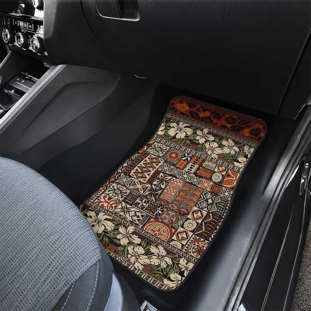 Pacific Hibiscus Tapa Tribal Vintage Car Mats Brown Motif LT9 - Polynesian Pride