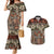 Pacific Hibiscus Tapa Tribal Vintage Couples Matching Mermaid Dress and Hawaiian Shirt Brown Motif