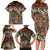 Pacific Hibiscus Tapa Tribal Vintage Family Matching Long Sleeve Bodycon Dress and Hawaiian Shirt Brown Motif